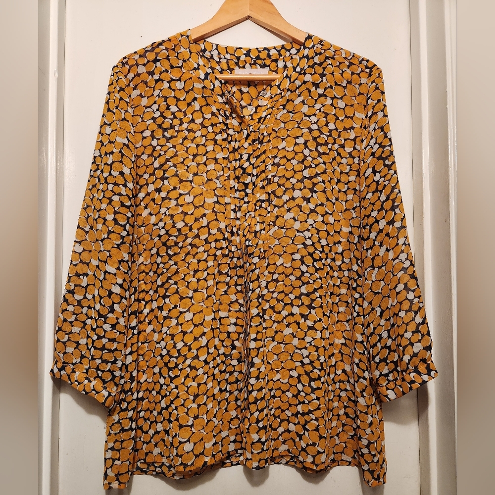 Yellow/Navy Blouse Banana Republic